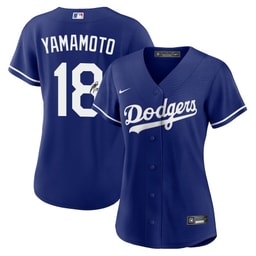 Yoshinobu Yamamoto 18 Signed Baseball team Alternate Women's Jersey - Royal