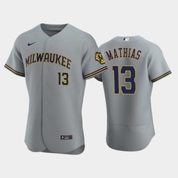 Baseball team 13 Mark Mathias Road Team Gray Jersey