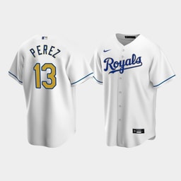 Men's Baseball team Salvador Perez 13 White Home Jersey