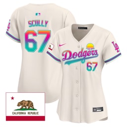 Vin Scully 67 Baseball team 2024 Los Angeles City Style California Republic Patch Women's Jersey - Cream