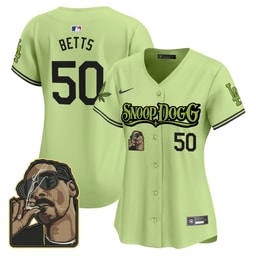 Mookie Betts 50 Baseball team Snoop Dogg Women's Jersey - Light Green