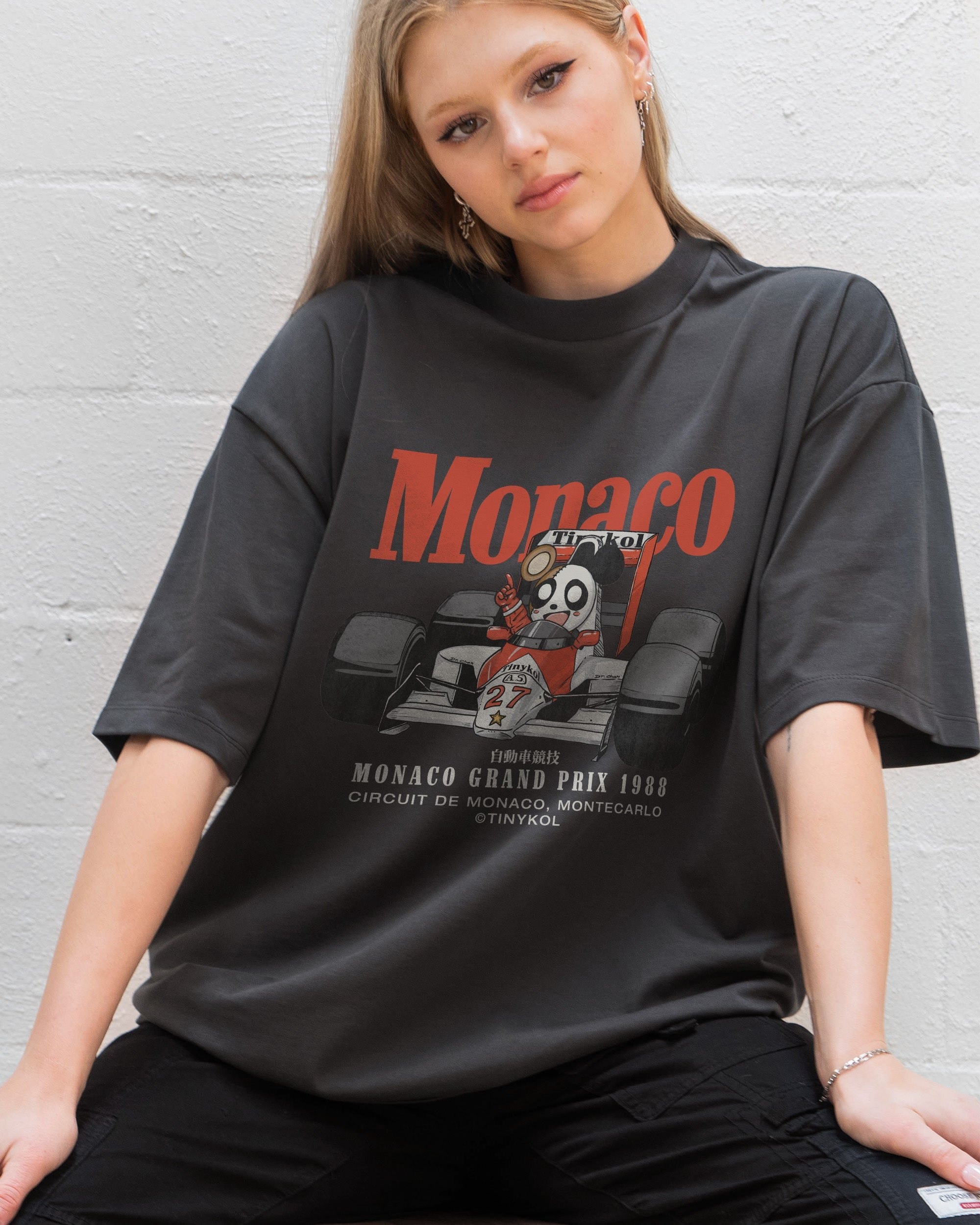 Monaco Racing Oversized Tee - Premium 90s Graphic T-Shirt, Heavyweight 100% Combed Cotton, Unisex