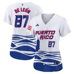 Jos? De Le?n 87 Puerto Rico 2023 World Baseball Classic Baseball Women Jersey - White