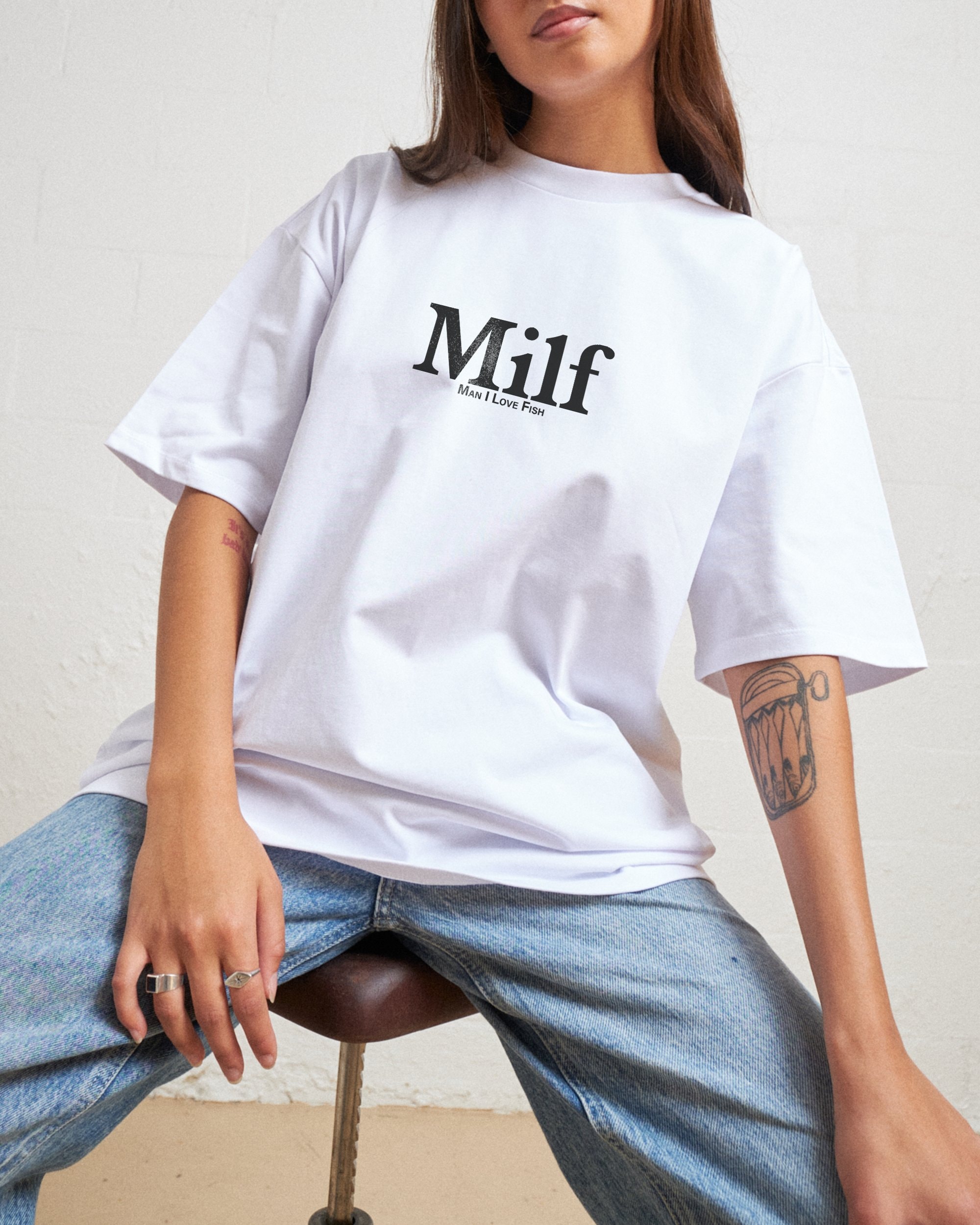 Man I Love Fish Front and Back Oversized Graphic T-Shirt - Unisex 90s Boxy Fit
