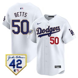 Mookie Betts 50 Baseball team 2024 Jackie Robinson Patch Men's Jersey - White