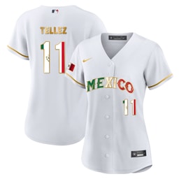 Rowdy Tellez 11 Mexico 2023 Flag Baseball Jersey - White Gold