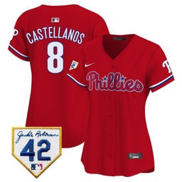 Nick Castellanos 8 Baseball team 2024 Jackie Robinson Patch Women's Jersey - Red