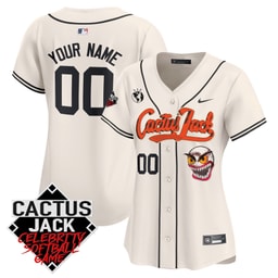 Baseball team Cactus Jack Celebrity Softball Game Patch Custom Women's Jersey - Cream