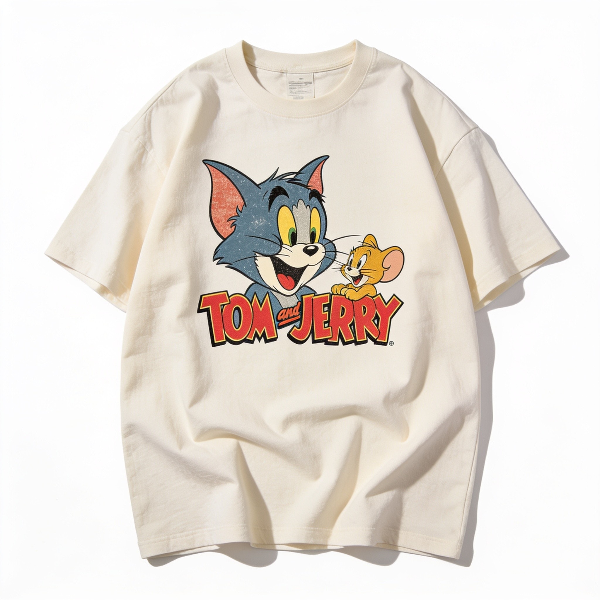 Tom and Jerry Vintage Oversized T-Shirt - Unisex 90s Graphic Tee, Heavyweight Cotton