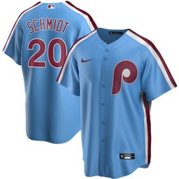 Men's Baseball team Mike Schmidt Light Blue Road Cooperstown Collection Player Jersey