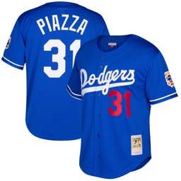 Men's Baseball team Mike Piazza Apparel brand Royal Cooperstown Collection Mesh Batting Practice Button-Up Jersey