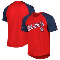 Men's Baseball team Stitches Red Button-Down Raglan Fashion Jersey