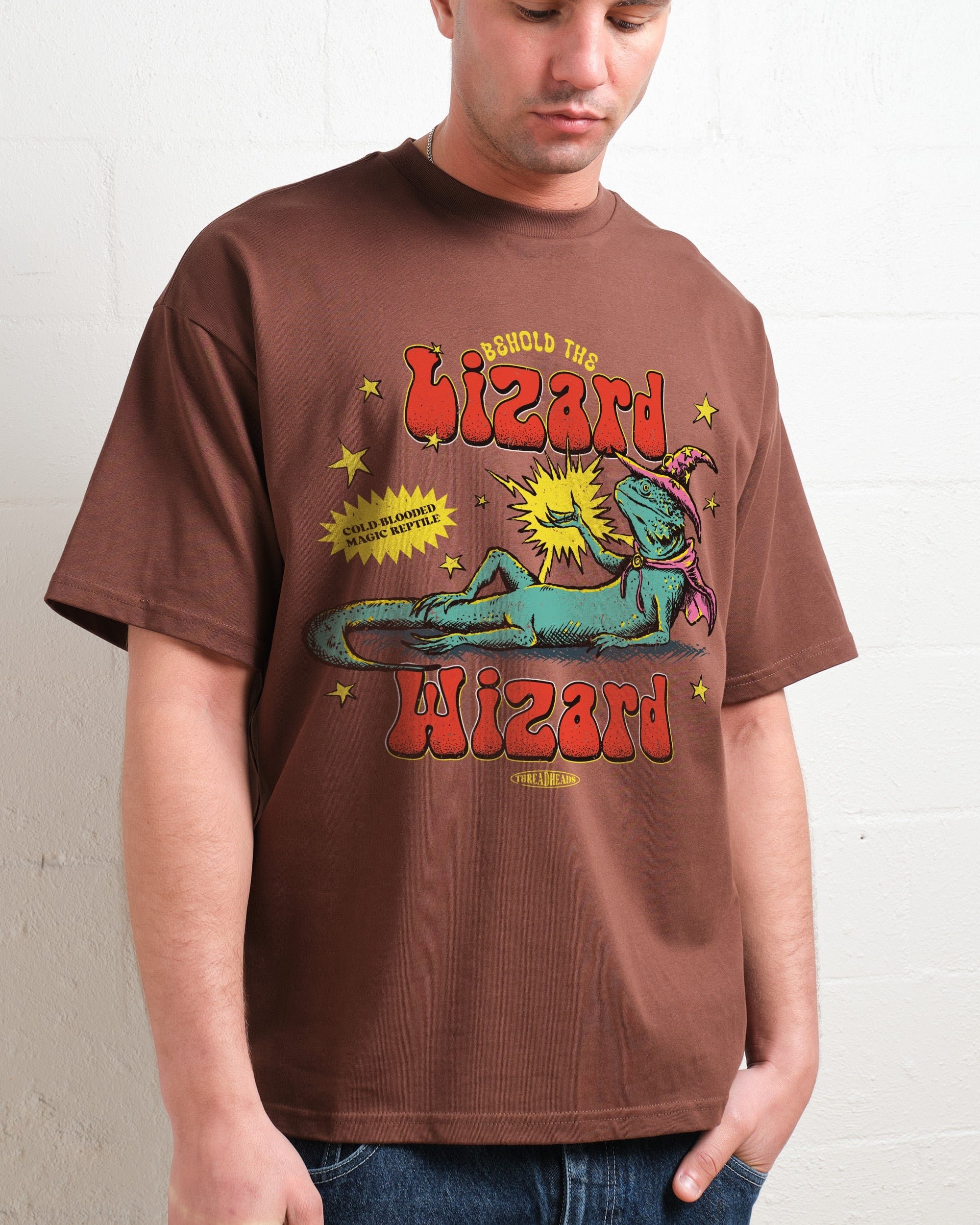 Lizard Wizard Oversized Graphic Tee - Unisex 90s Boxy Fit 100% Combed Cotton