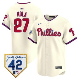 Aaron Nola 27 Baseball team 2024 Jackie Robinson Patch Men's Jersey - Cream