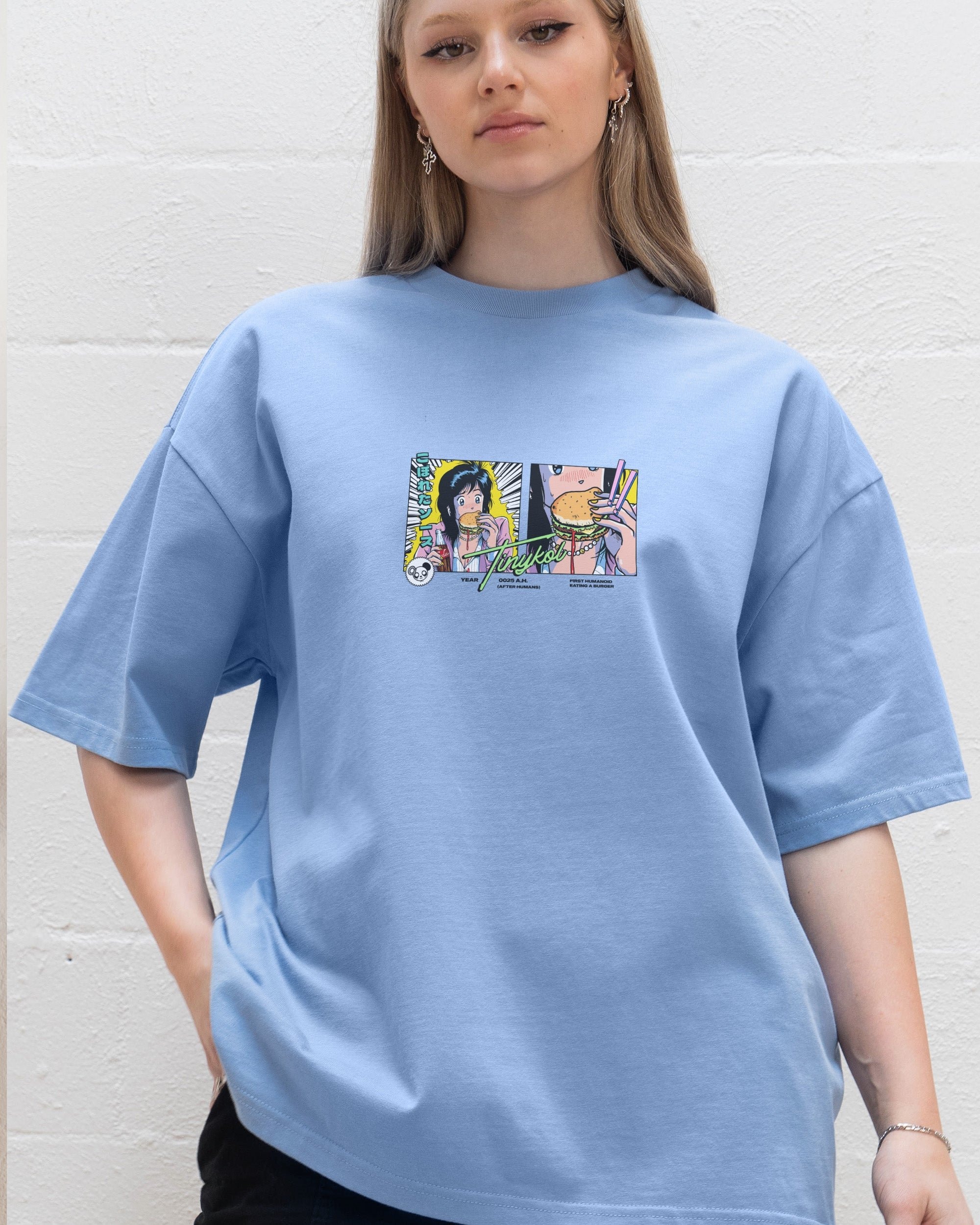 First Burger Oversized Graphic Tee - Unisex 90s Boxy Fit 100% Combed Cotton