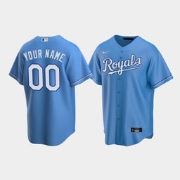 Men's Baseball team 00 Custom Light Blue Alternate Jersey