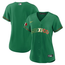 Mexico 2023 Flag Baseball Jersey - Green and Gold