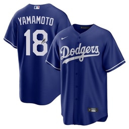 Yoshinobu Yamamoto 18 Signed Baseball team Alternate Men's Jersey - Royal