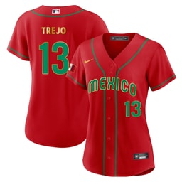 Alan Trejo 13 Mexico 2023 Baseball Jersey - Red and Gold Trim
