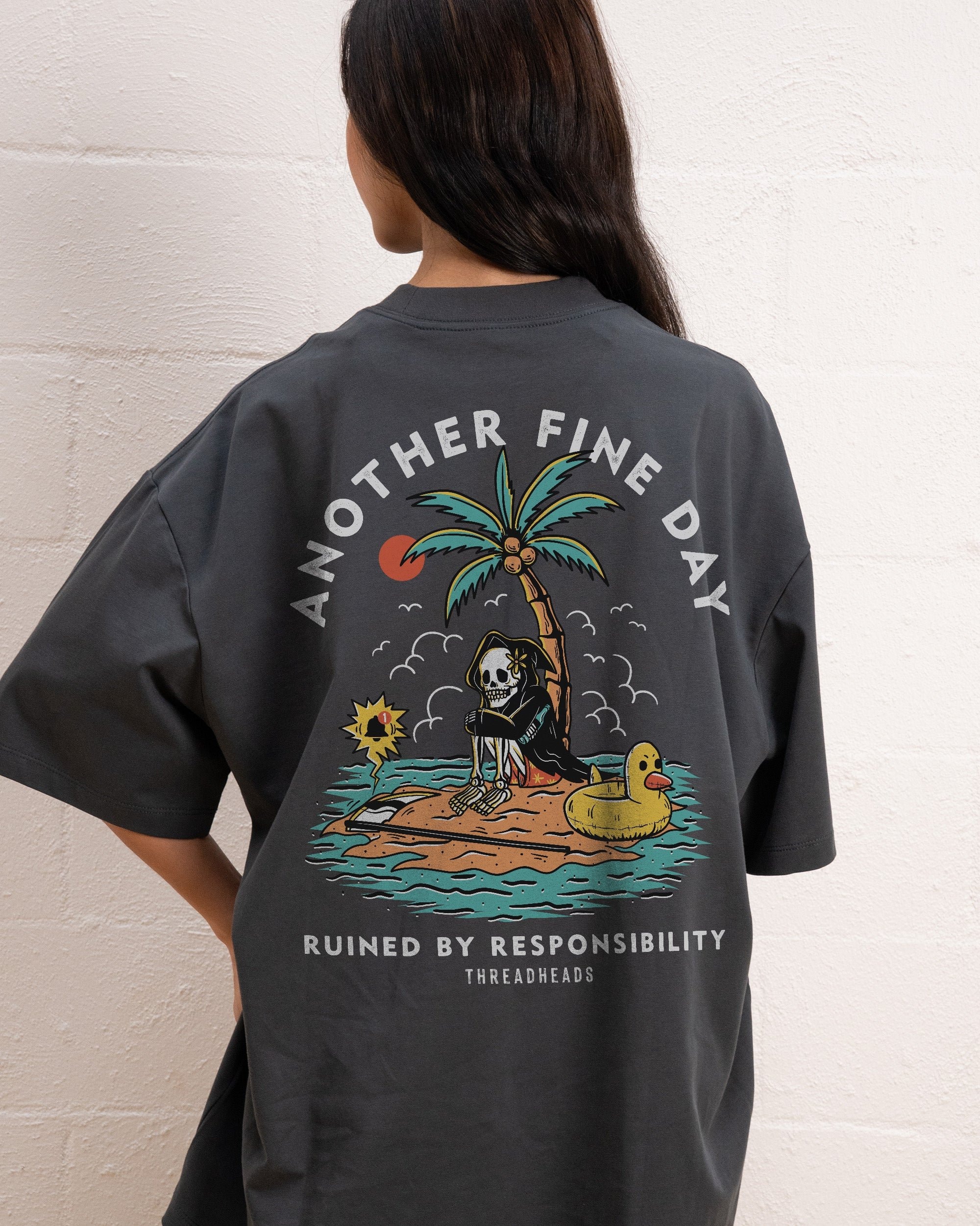 Another Fine Day Oversized Graphic Tee - Unisex 90s Boxy Fit 100% Combed Cotton
