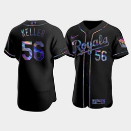 Men's Baseball team Brad Keller 56 Black Golden Edition Holographic Jersey
