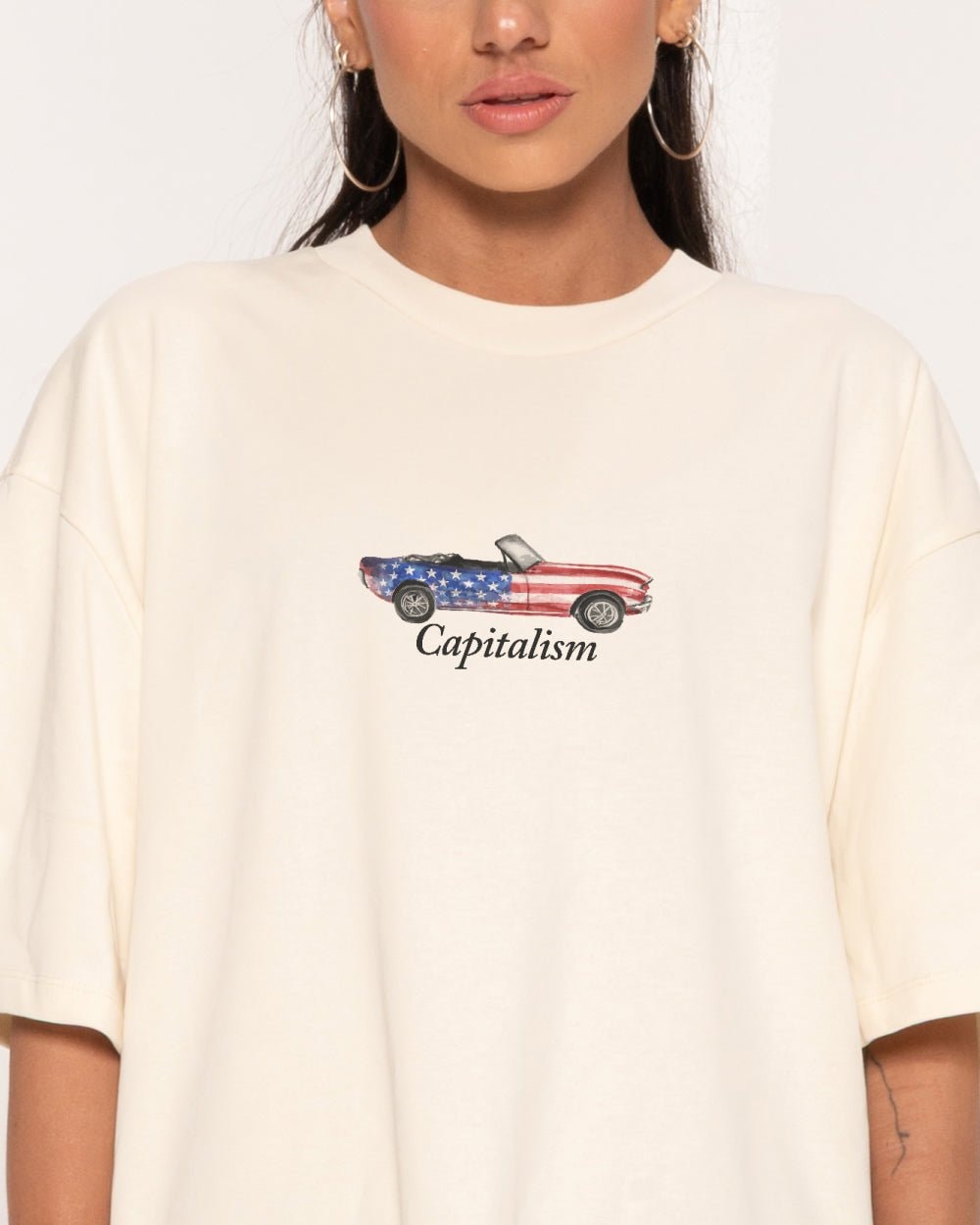 Capitalism Oversized Graphic Tee - Unisex 90s Boxy Fit 100% Combed Cotton