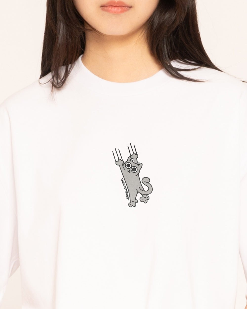 Falling Cat Oversized Graphic Tee - Unisex 90s Boxy Fit 100% Combed Cotton