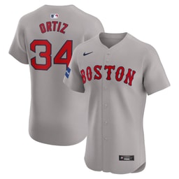Men's Baseball team David Ortiz Gray Road Elite Sponsor Patch Player Jersey