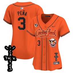 Jeremy Pena 3 Baseball team Cactus Jack Patch V2 Women's Jersey - Orange