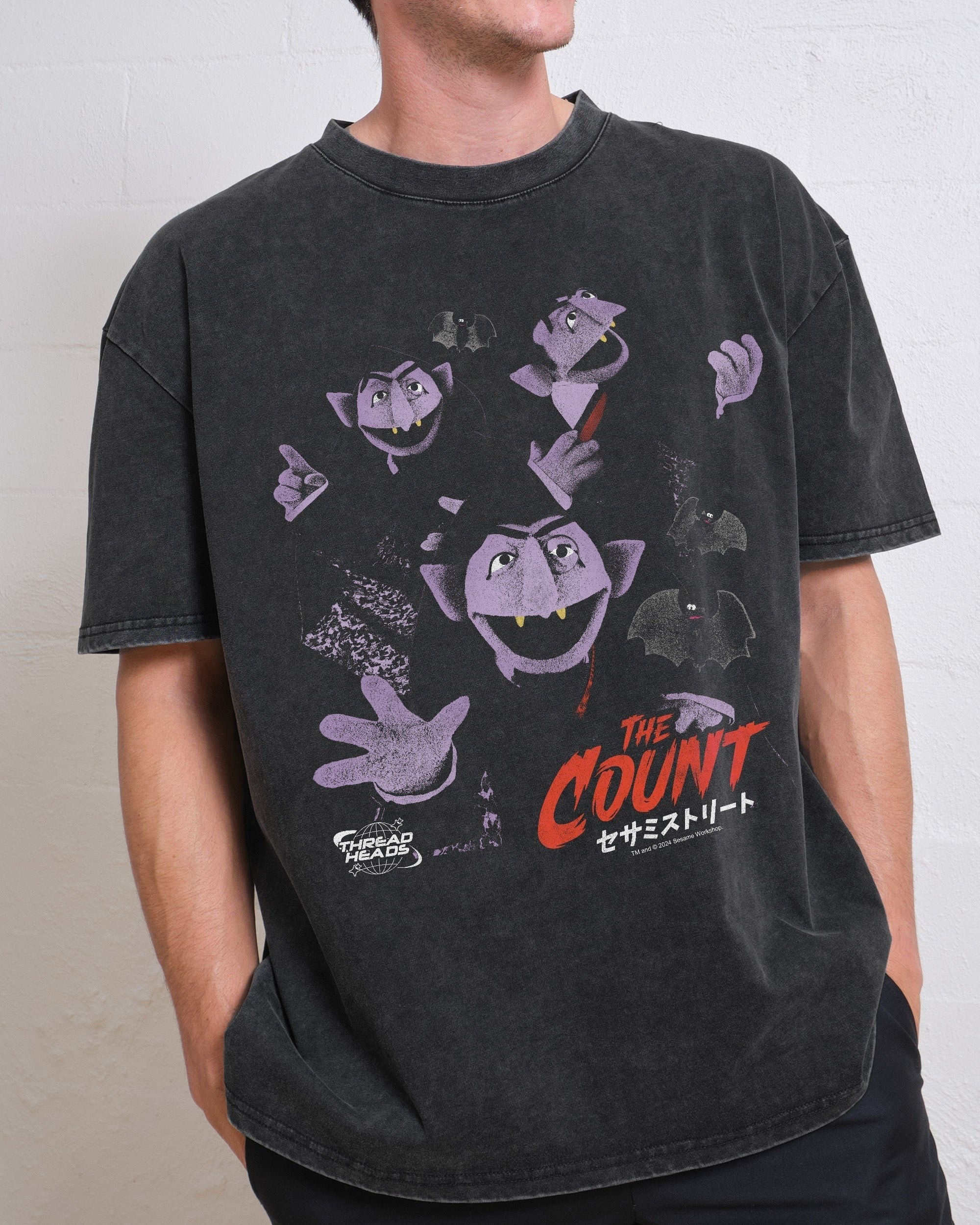 Japan Count Oversized Graphic Tee - Sesame Street Collab, Unisex, Heavyweight Cotton