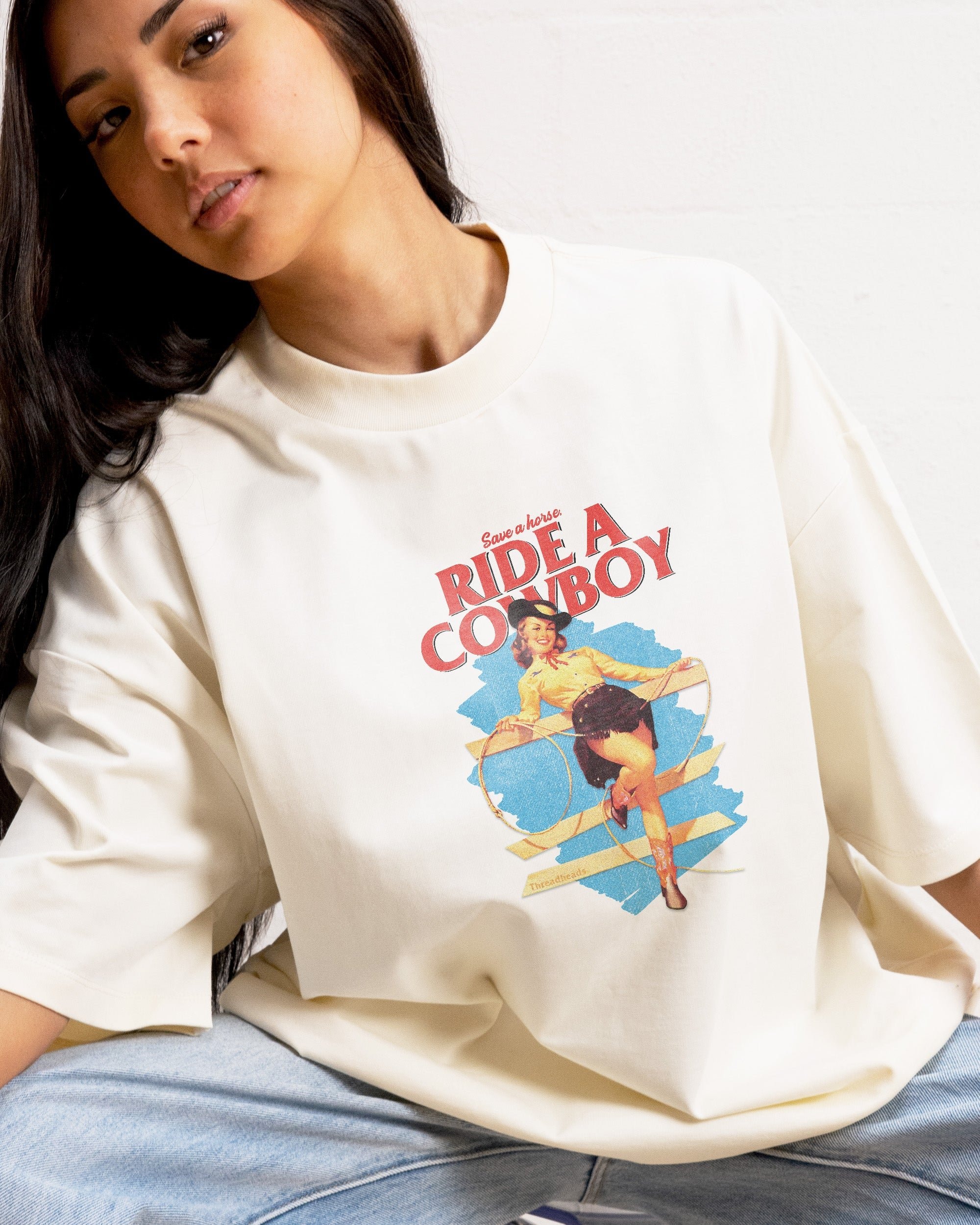 Save a Horse Ride a Cowboy Oversized Graphic Tee Unisex 100% Cotton