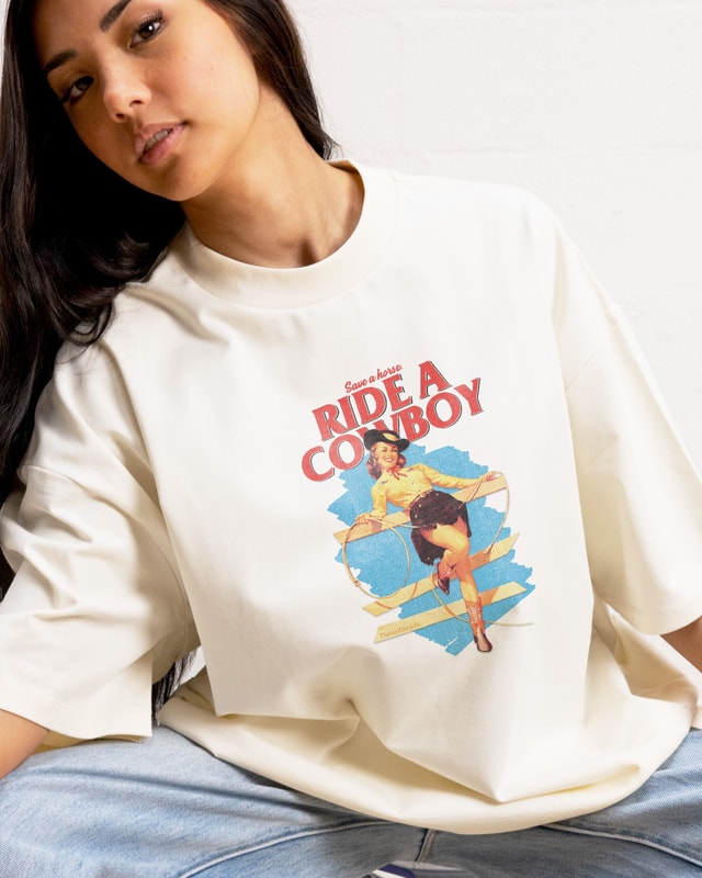 Save a Horse Ride a Cowboy Oversized Graphic Tee Unisex 100% Cotton
