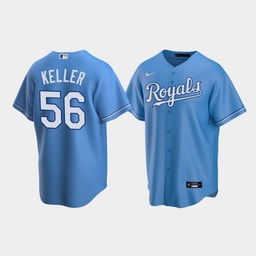 Men's Baseball team 56 Brad Keller Light Blue Alternate Jersey
