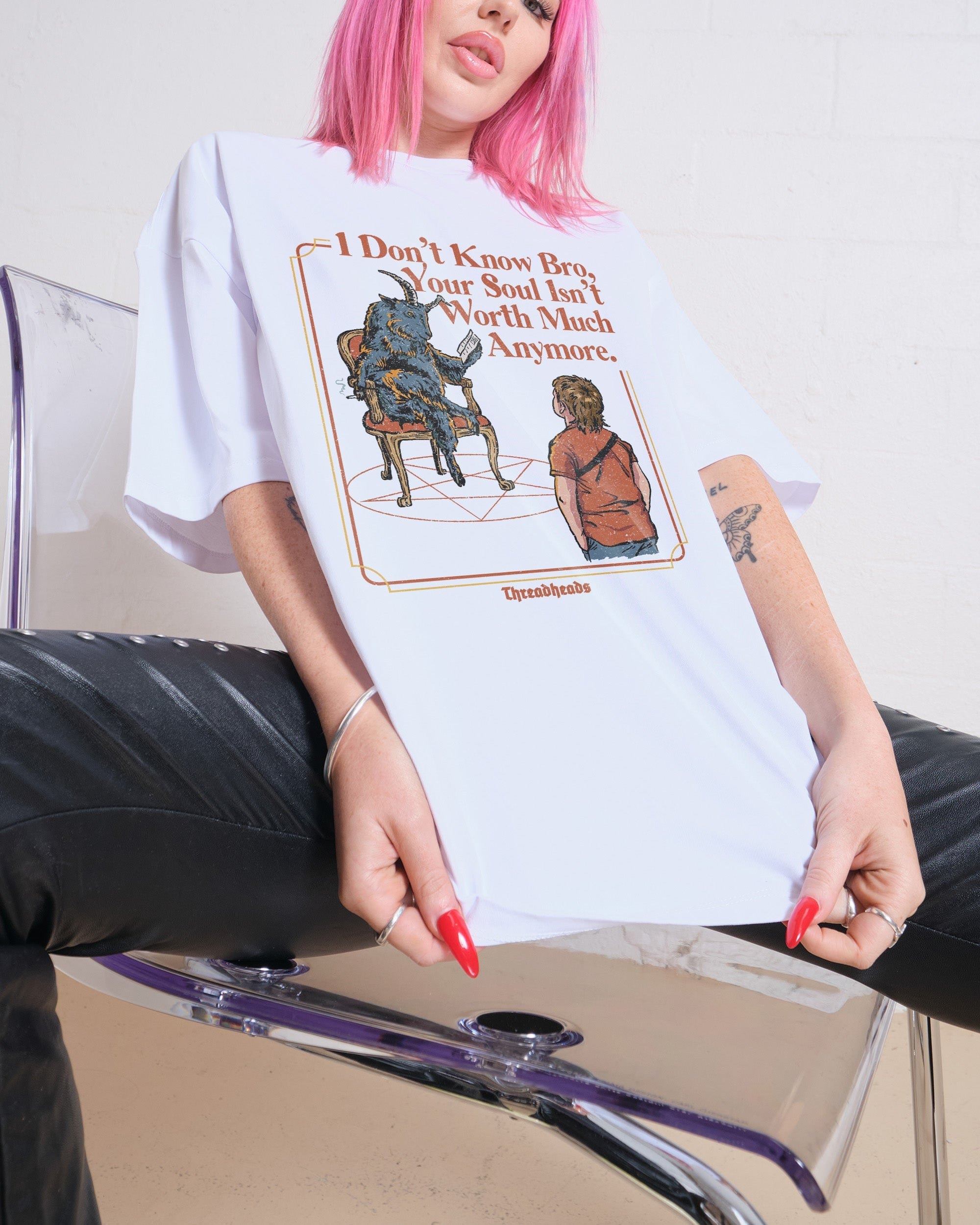 Worthless Soul Oversized Graphic Tee - Unisex 90s Boxy Fit 100% Combed Cotton