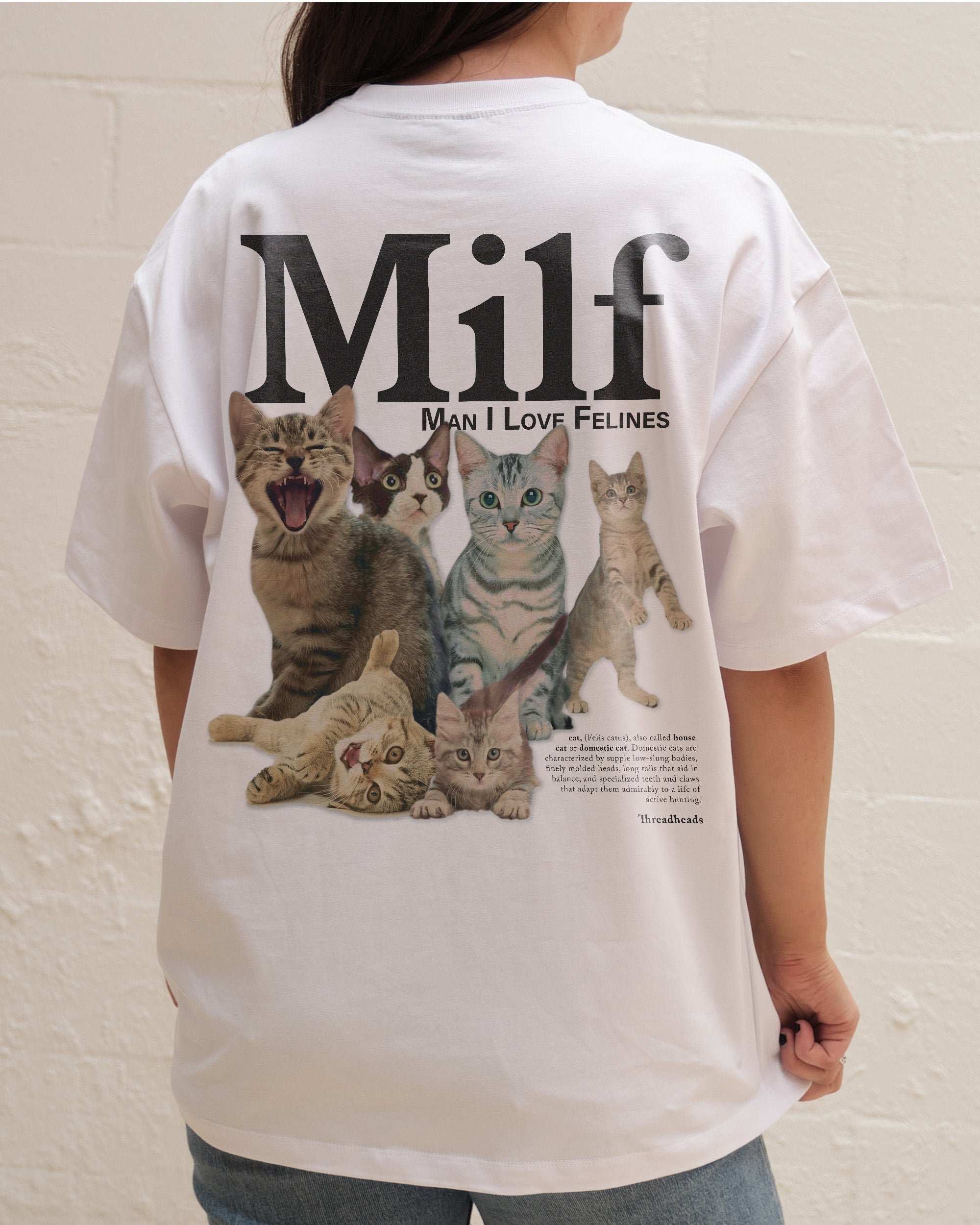 Man I Love Felines Front and Back Oversized Graphic T-Shirt - Unisex 90s Boxy Fit