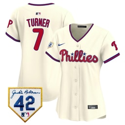 Trea Turner 7 Baseball team 2024 Jackie Robinson Patch Women's Jersey - Cream