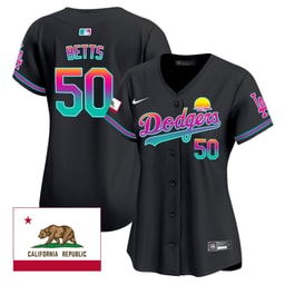 Mookie Betts 50 Baseball team 2024 Los Angeles City Style California Republic Patch Women's Jersey - Black