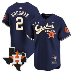Alex Bregman 2 Baseball team Cactus Jack Houston Patch Navy Limited Men's Jersey