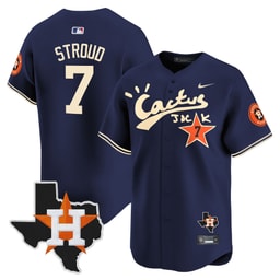CJ Stroud 7 Baseball team Cactus Jack Houston Patch Navy Limited Men's Jersey