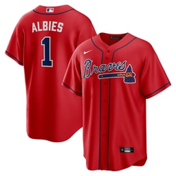 Men's Baseball team Ozzie Albies Red Alternate Player Name Jersey