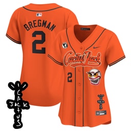 Alex Bregman 2 Baseball team Cactus Jack Patch V2 Women's Jersey - Orange