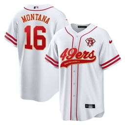 Joe Montana 16 Football team Men's Baseball Jersey - White