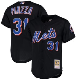 Men's Baseball team Mike Piazza Apparel brand Black Cooperstown Collection Mesh Batting Practice Button-Up Jersey