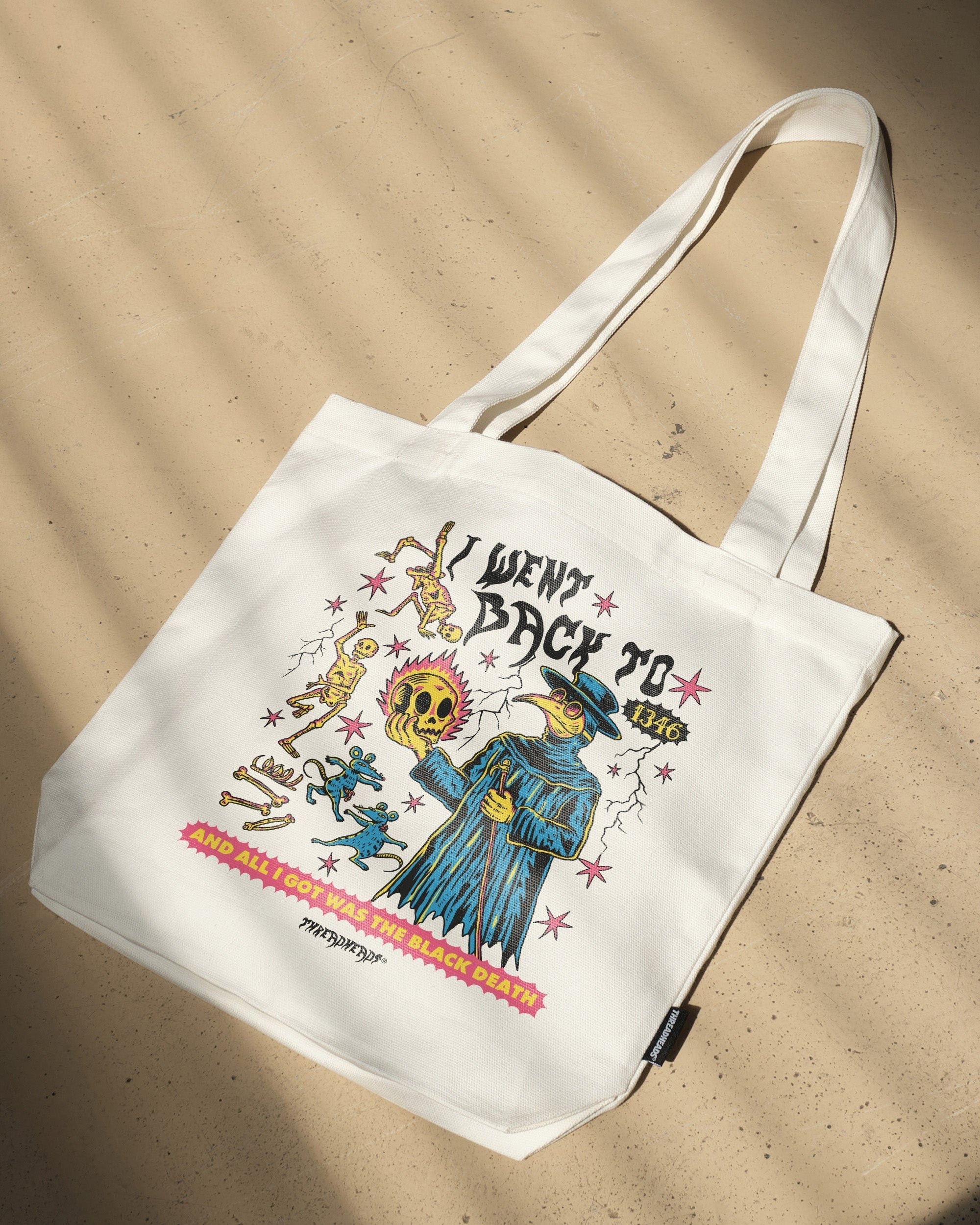 Black Death Tote Bag - Premium 100% Cotton Canvas with Reinforced Straps