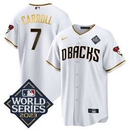 Corbin Carroll 7 Baseball team 2023 World Series Men's Jersey - White Gold