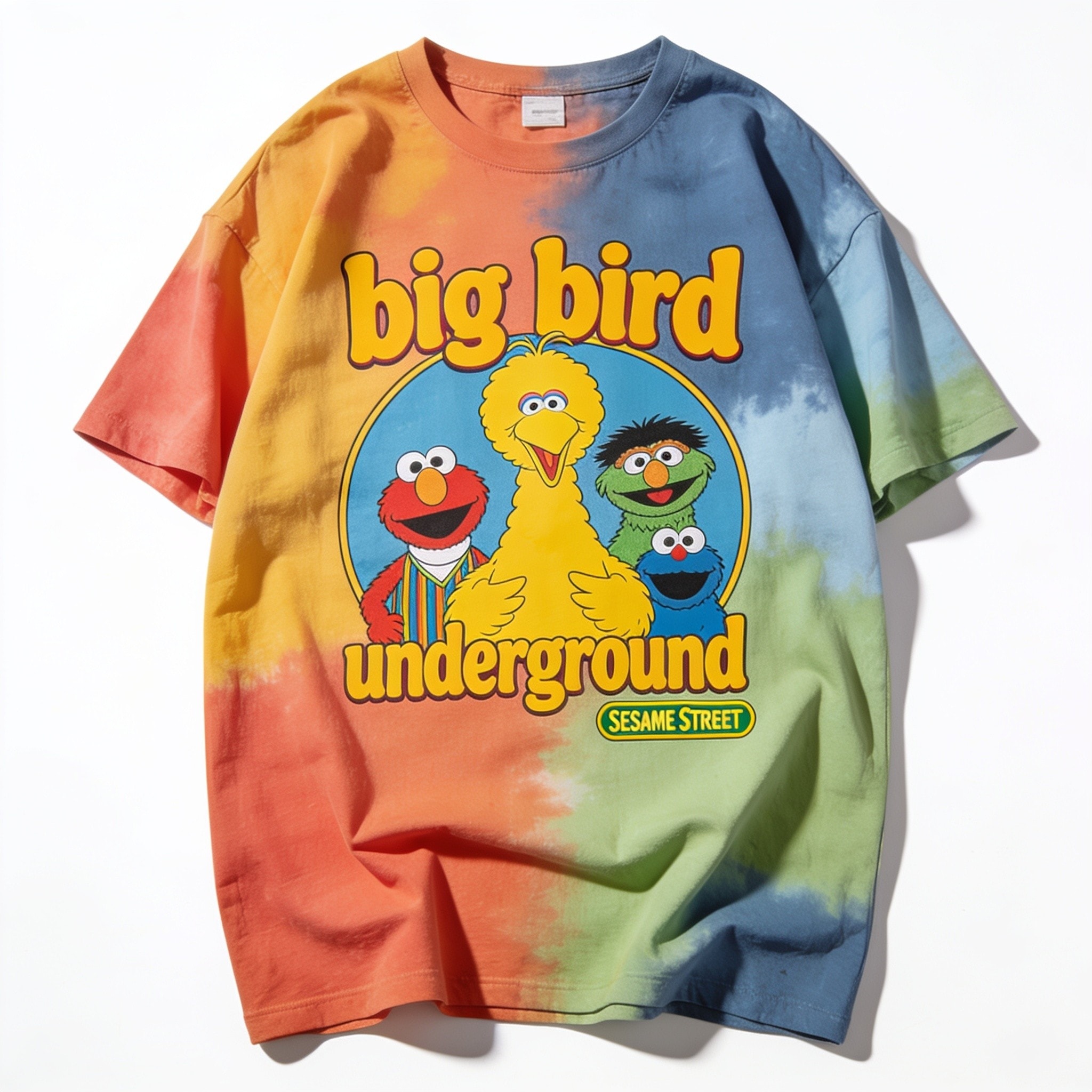 Big Bird Underground Oversized Graphic Tee - Sesame Street Premium 100% Combed Cotton Unisex T-Shirt