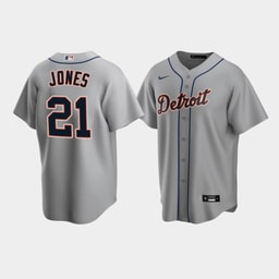 Men's Baseball team 21 JaCoby Jones Gray Road Jersey