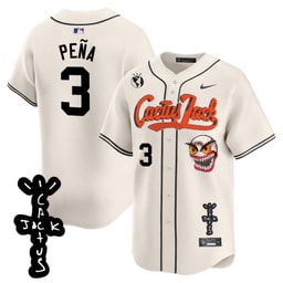 Jeremy Pena 3 Baseball team Cactus Jack Patch V2 Men's Jersey - Cream