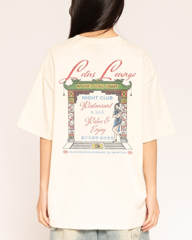 Lotus Lounge Oversized Graphic Tee Unisex 90s Boxy Fit 100% Combed Cotton