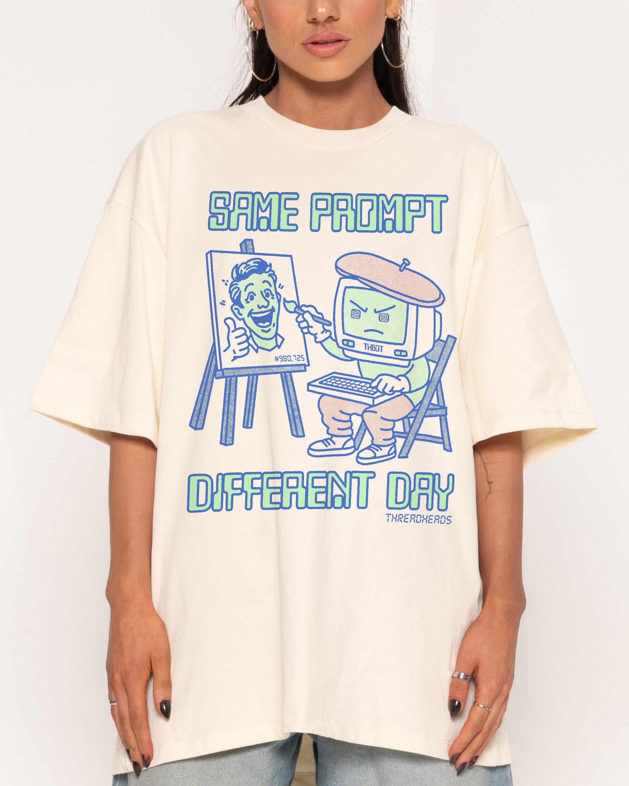Same Prompt Different Day Oversized Graphic Tee - Unisex 100% Combed Cotton